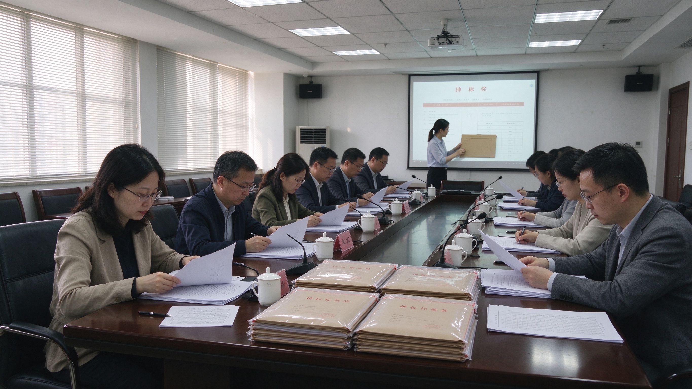 投标评标现场工作人员核对资质材料